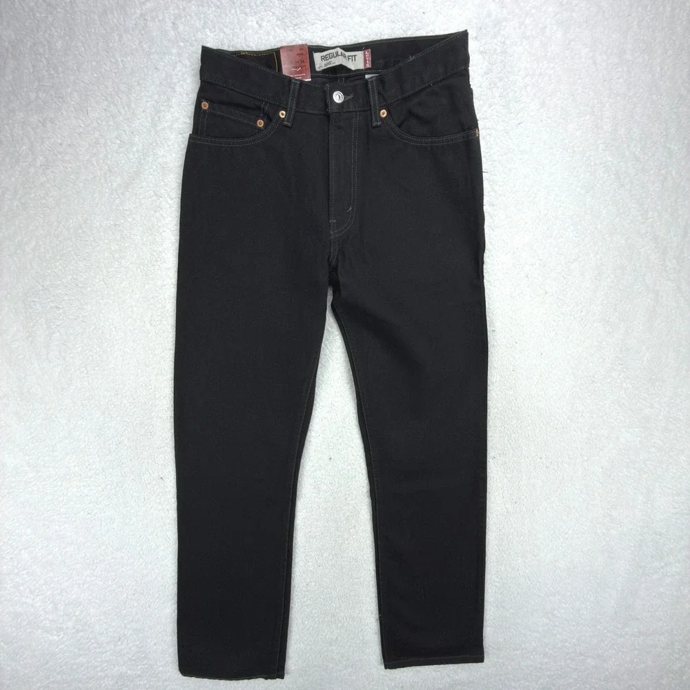 Levis 505 Regular Fit Straight‎ Leg Jeans Mens 31x34 Black NWT NOS Vintage